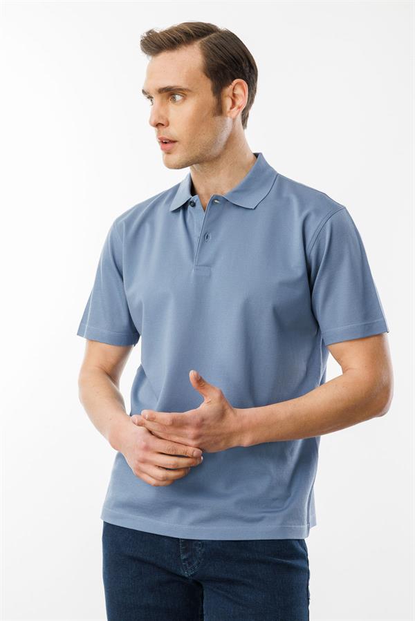 Erkek Polo Yaka Pike Merserize T-shirt D.Mavi