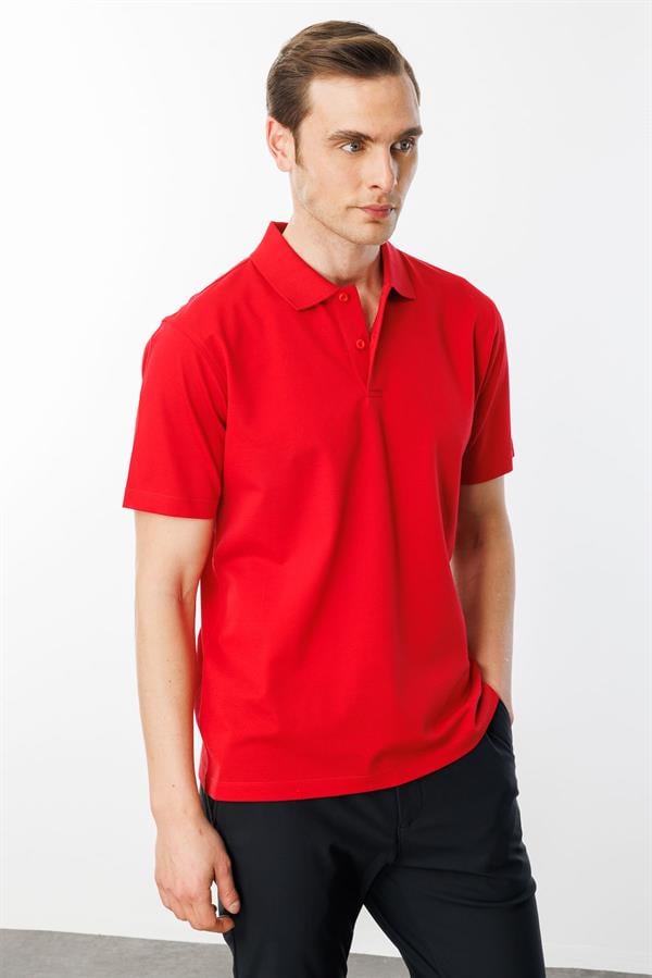 Erkek Polo Yaka Pike Merserize T-shirt A.Kırmızı