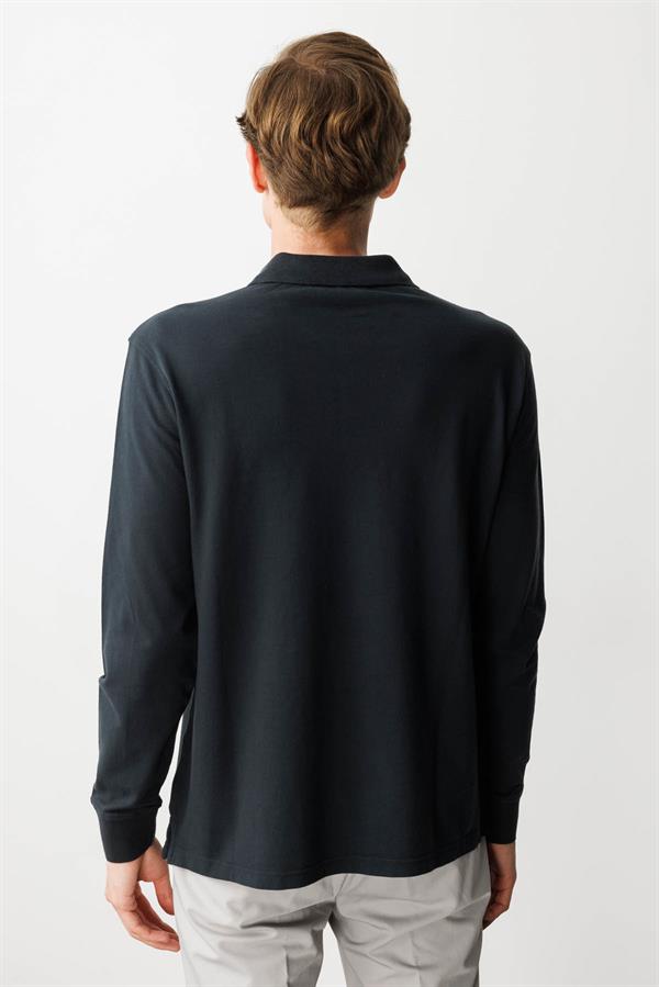 Erkek Polo Yaka Sweatshirt Füme