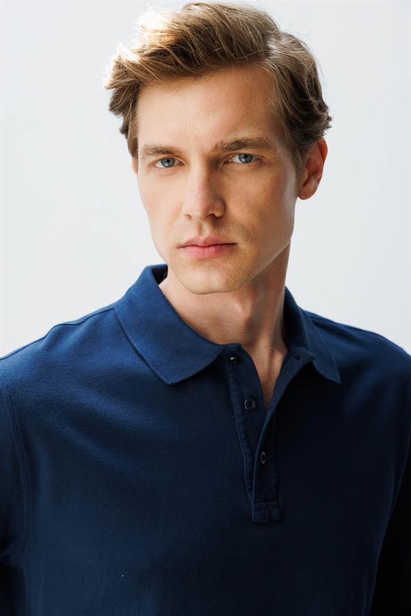 Erkek Polo Yaka Sweatshirt Lacivert