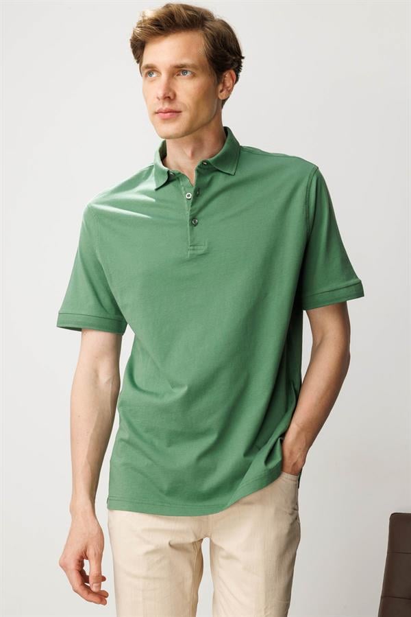 Erkek Polo Yaka T-shirt A.Yeşil