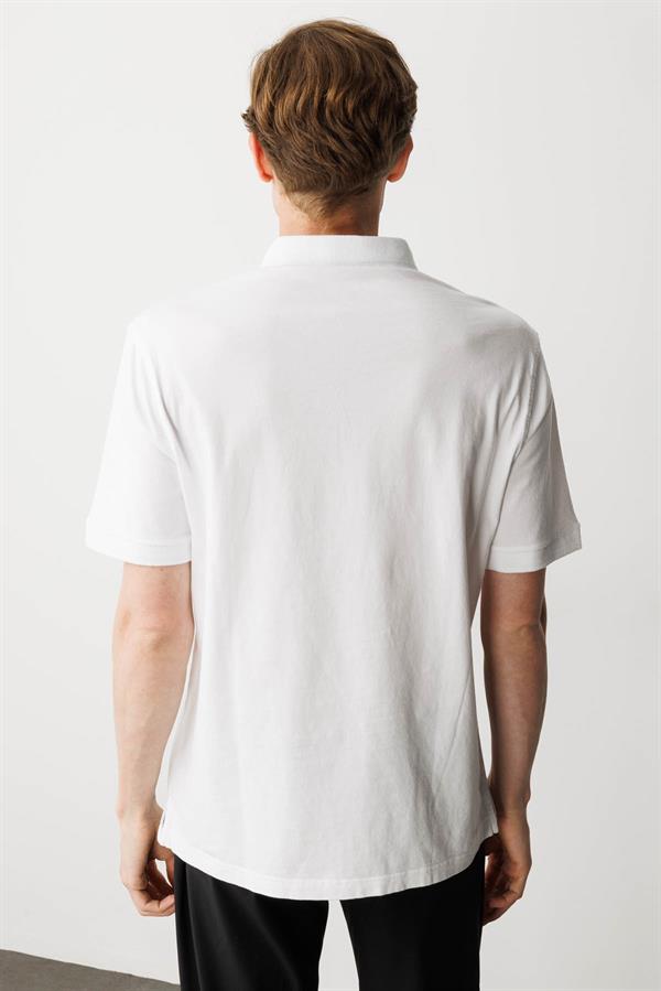 Erkek Polo Yaka T-shirt Beyaz