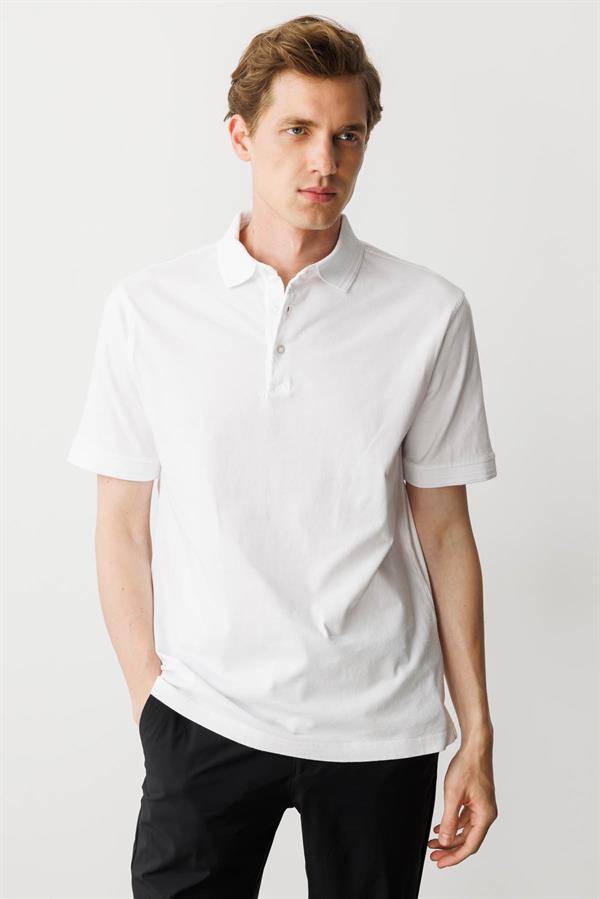 Erkek Polo Yaka T-shirt Beyaz