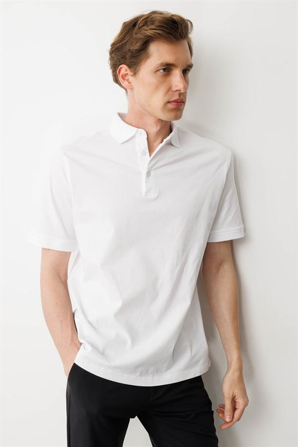 Erkek Polo Yaka T-shirt Beyaz
