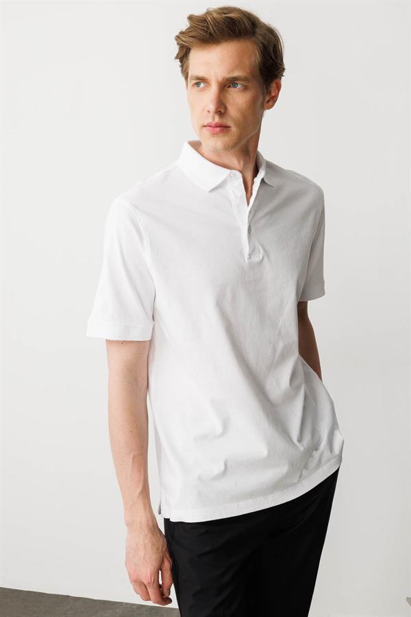Erkek Polo Yaka T-shirt Beyaz