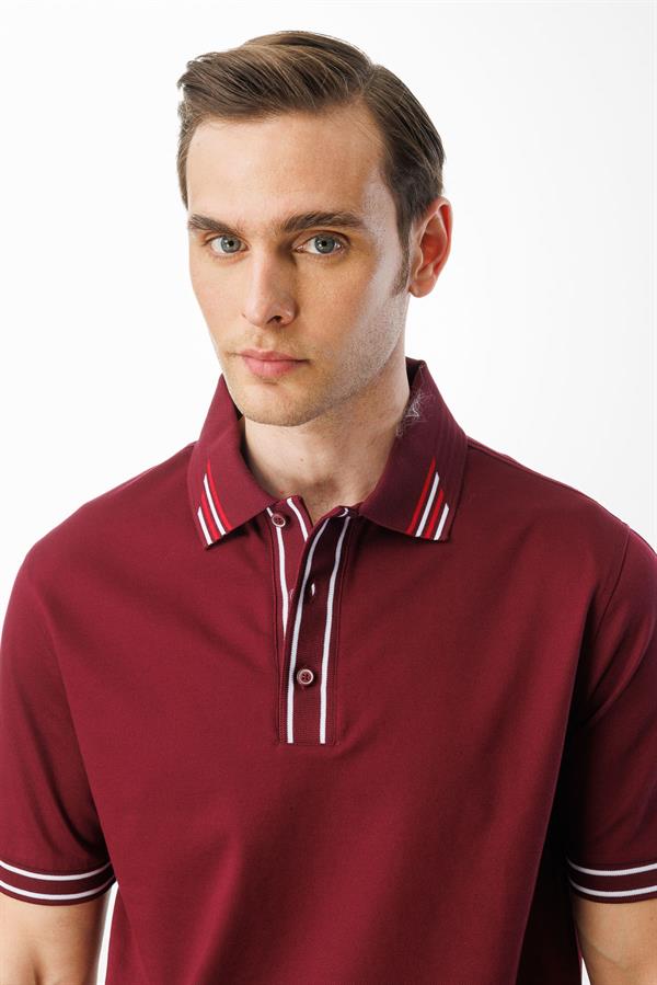Erkek Polo Yaka T-shirt Bordo