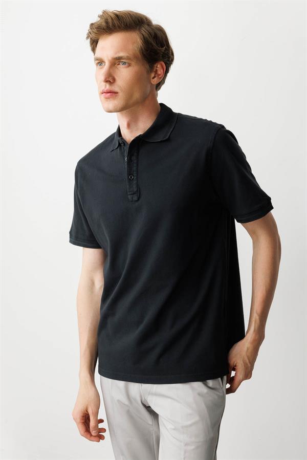 Erkek Polo Yaka T-shirt Füme