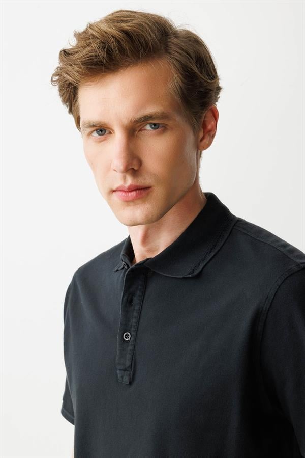 Erkek Polo Yaka T-shirt Füme