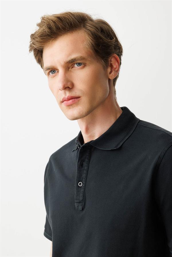 Erkek Polo Yaka T-shirt Füme