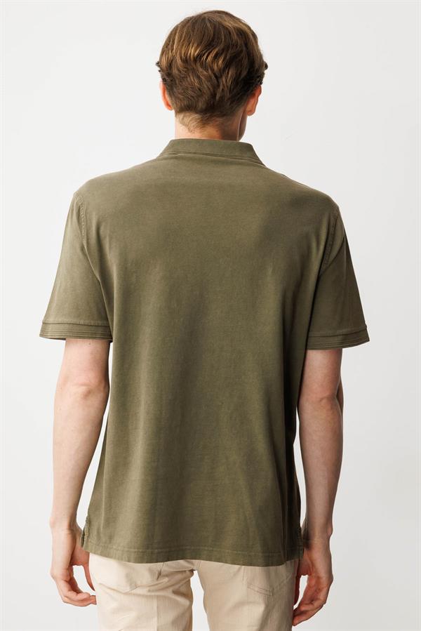 Erkek Polo Yaka T-shirt Haki