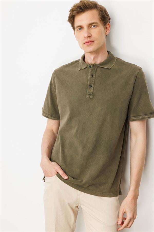 Erkek Polo Yaka T-shirt Haki