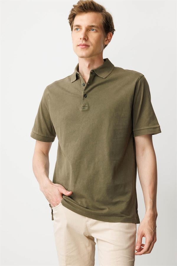 Erkek Polo Yaka T-shirt Haki