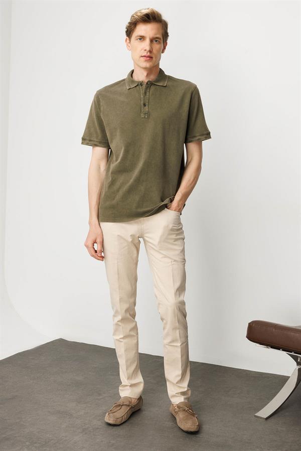 Erkek Polo Yaka T-shirt Haki