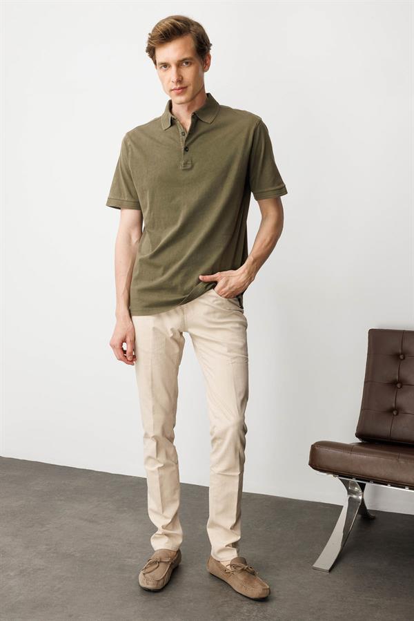 Erkek Polo Yaka T-shirt Haki