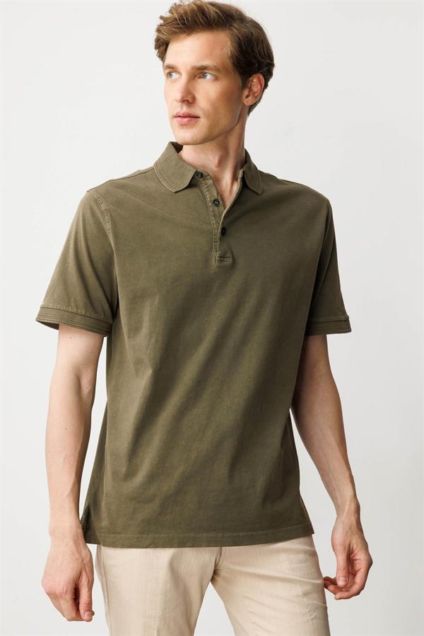 Erkek Polo Yaka T-shirt Haki