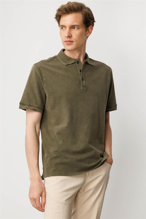 Erkek Polo Yaka T-shirt Haki