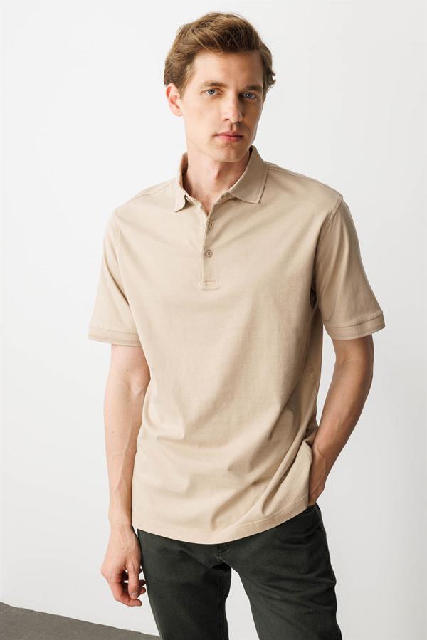 Erkek Polo Yaka T-shirt K.Bej