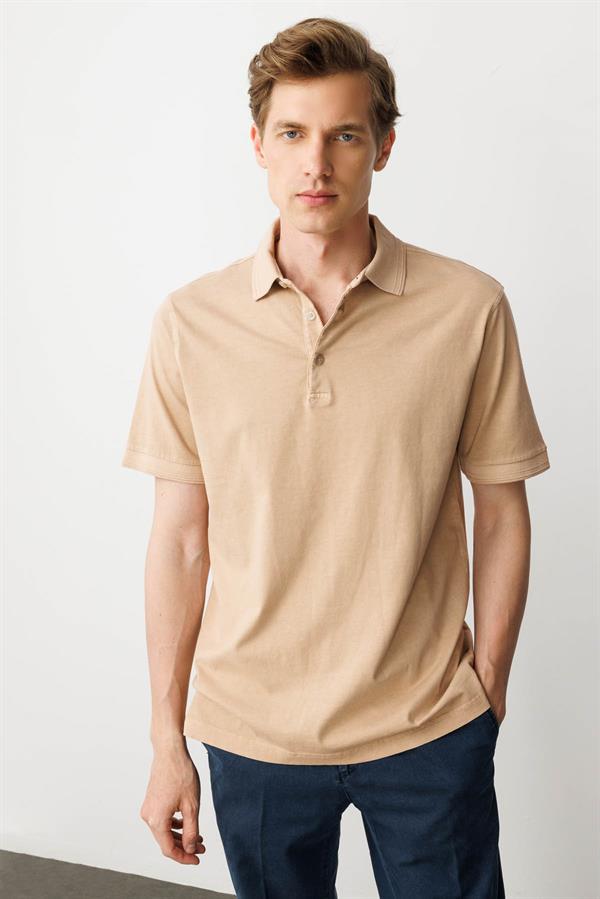 Erkek Polo Yaka T-shirt K.Bej