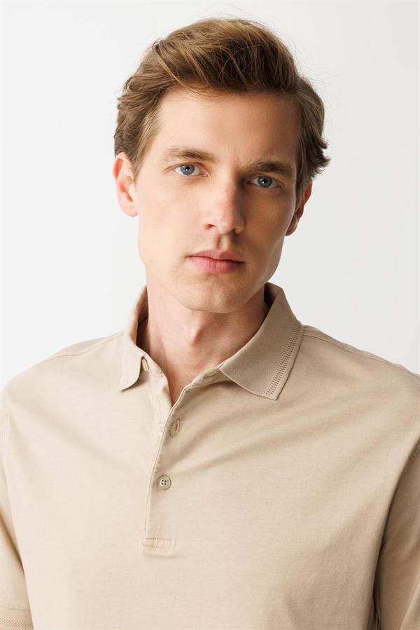 Erkek Polo Yaka T-shirt K.Bej