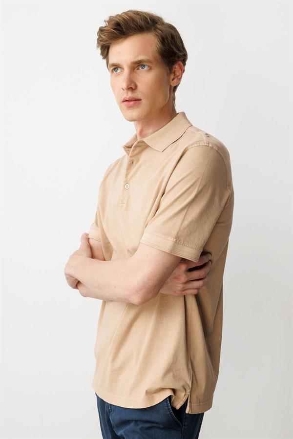 Erkek Polo Yaka T-shirt K.Bej