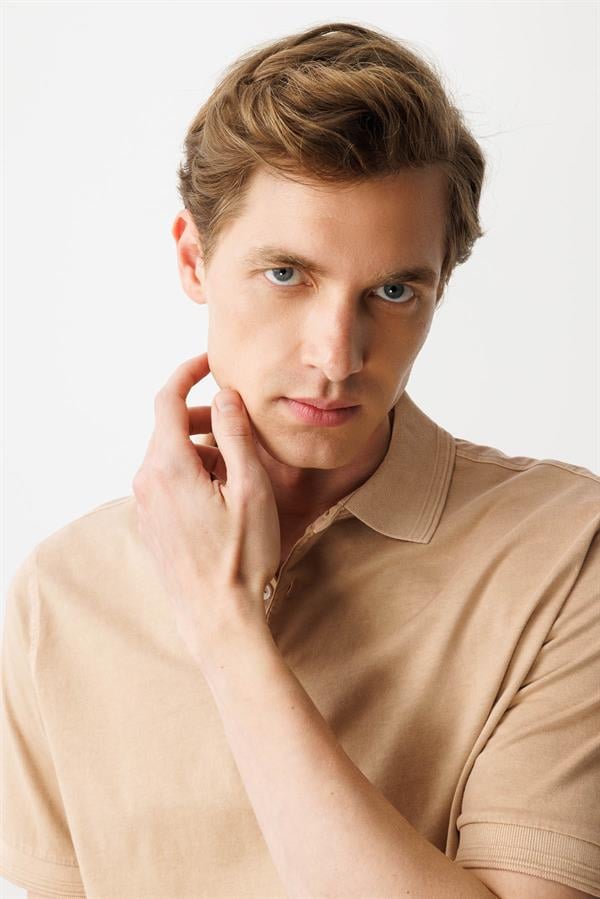 Erkek Polo Yaka T-shirt K.Bej