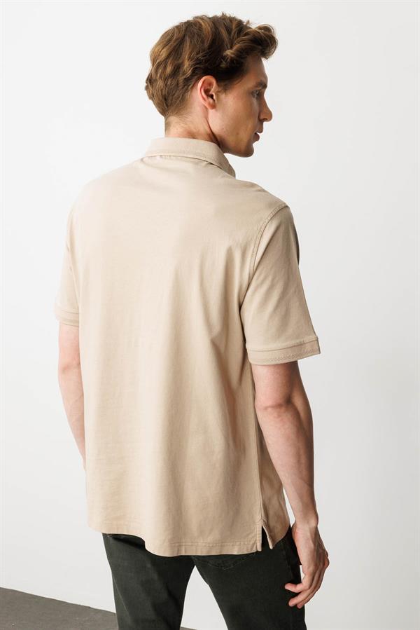 Erkek Polo Yaka T-shirt K.Bej