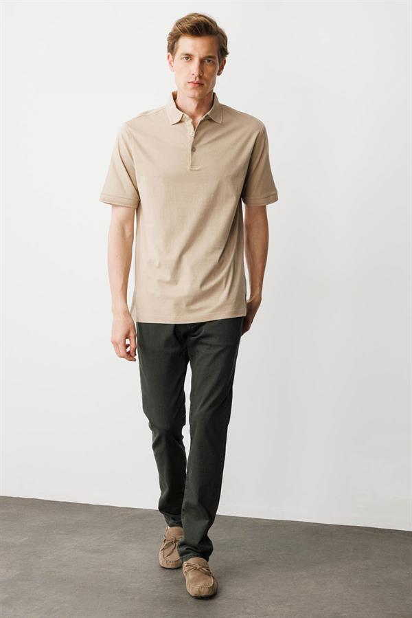 Erkek Polo Yaka T-shirt K.Bej