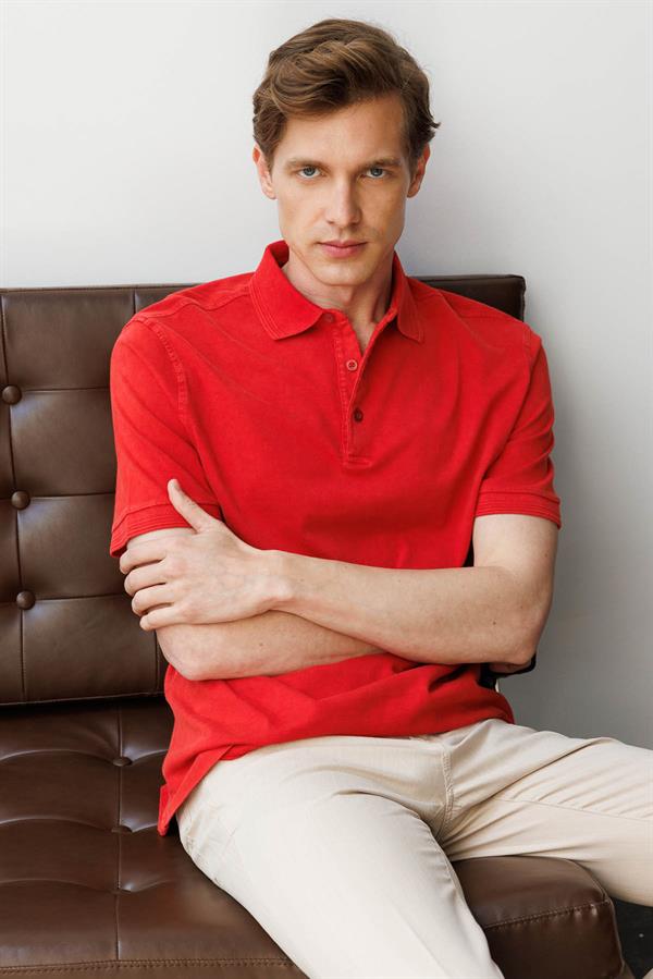 Erkek Polo Yaka T-shirt Kırmızı