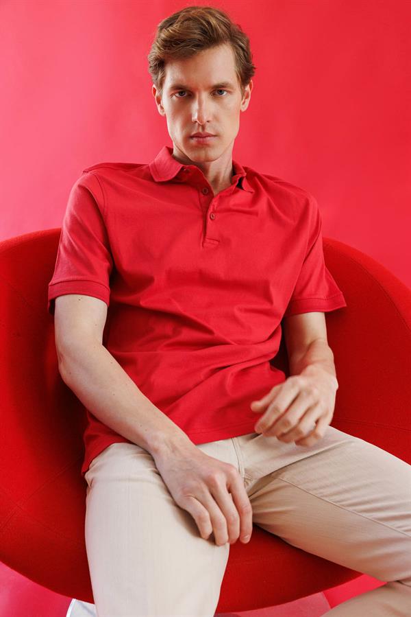 Erkek Polo Yaka T-shirt Kırmızı