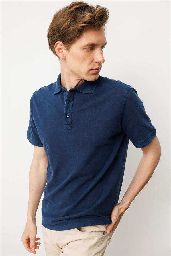 Erkek Polo Yaka T-shirt Lacivert