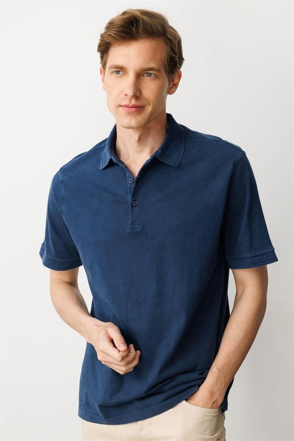 Erkek Polo Yaka T-shirt Lacivert