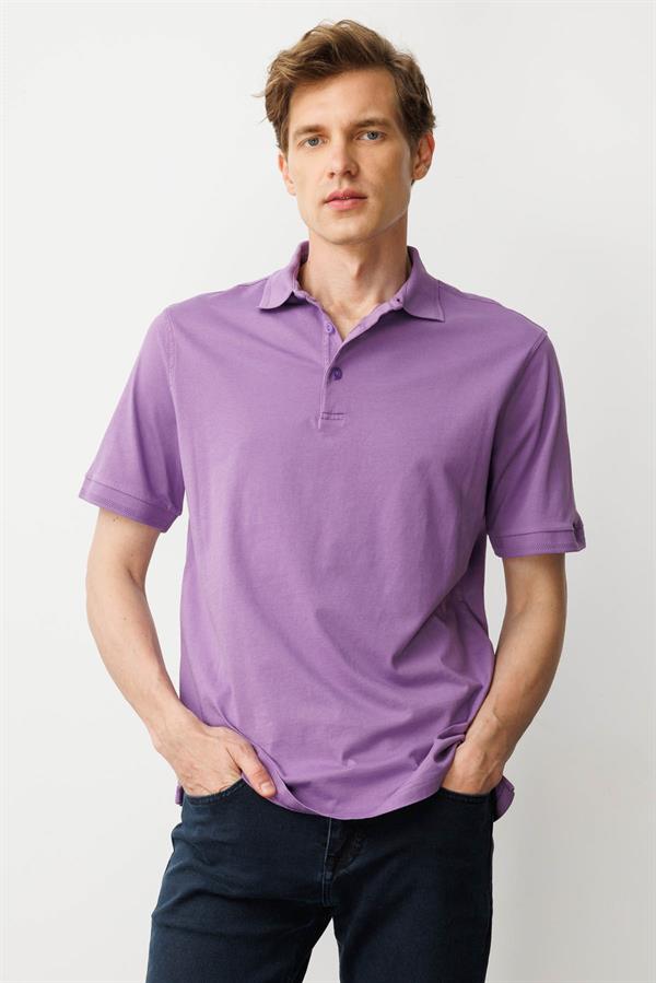 Erkek Polo Yaka T-shirt Lila