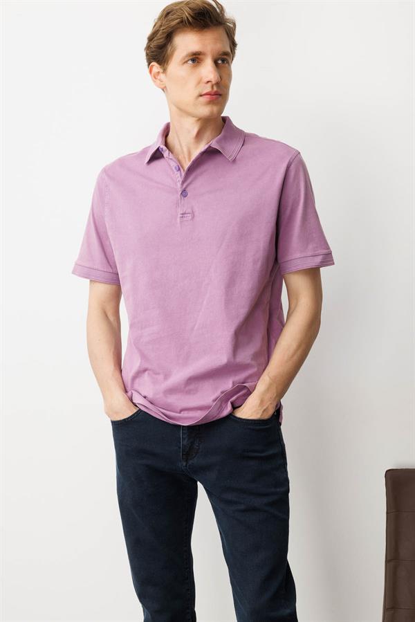 Erkek Polo Yaka T-shirt Lila