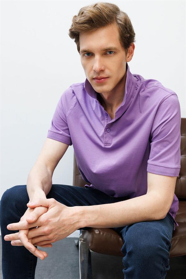 Erkek Polo Yaka T-shirt Lila