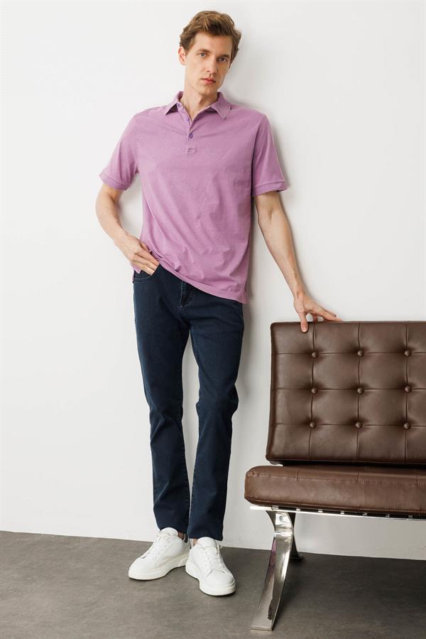 Erkek Polo Yaka T-shirt Lila