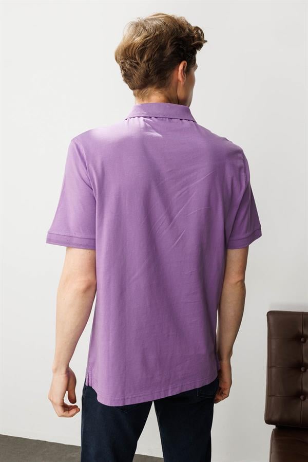Erkek Polo Yaka T-shirt Lila