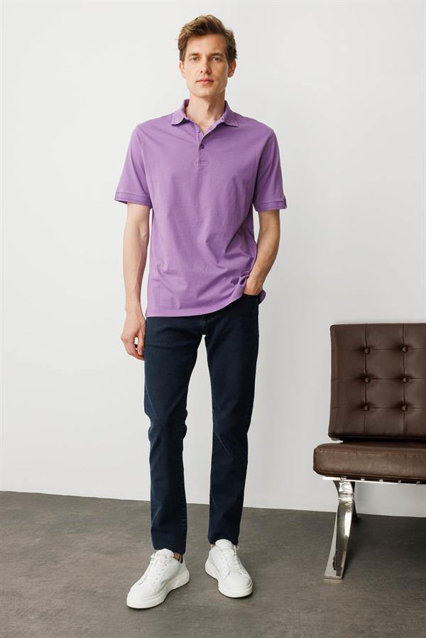 Erkek Polo Yaka T-shirt Lila