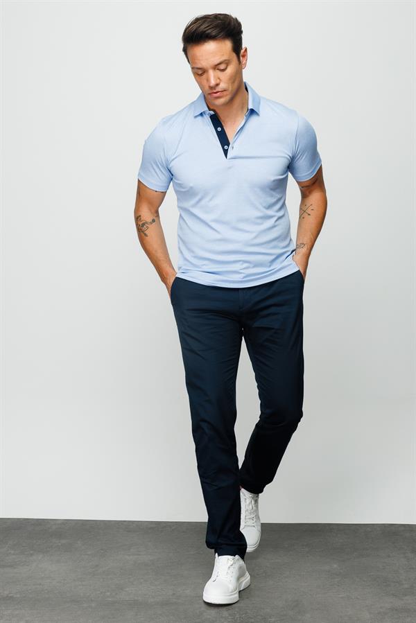 Мужская футболка поло голубая  