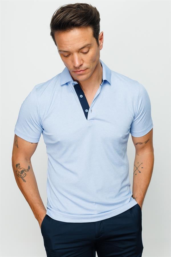 Мужская футболка поло голубая  