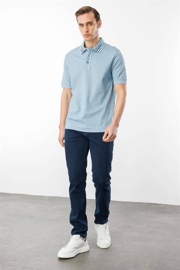 Erkek Polo Yaka T-shirt Mavi