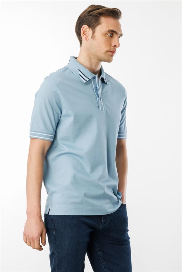 Erkek Polo Yaka T-shirt Mavi