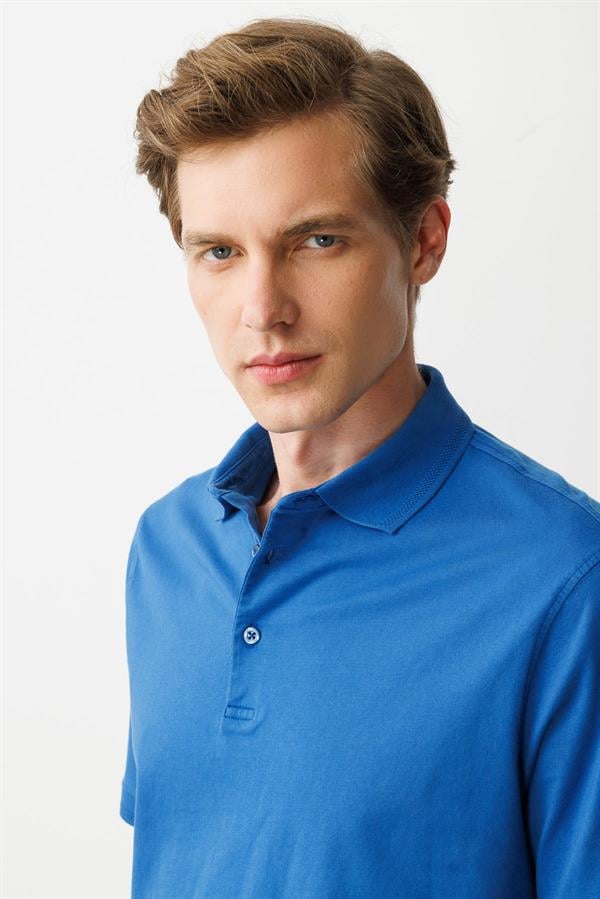 Erkek Polo Yaka T-shirt Saks