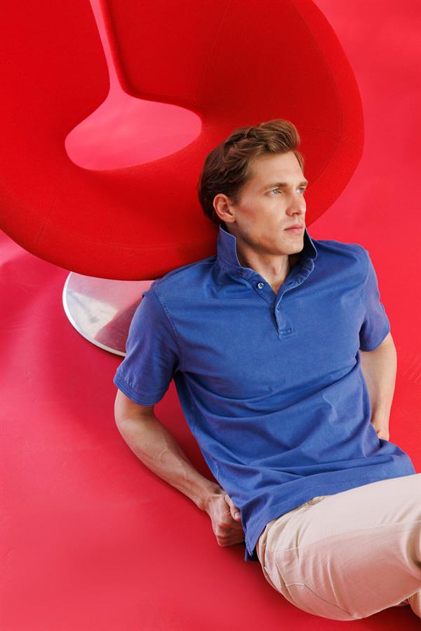 Erkek Polo Yaka T-shirt Saks