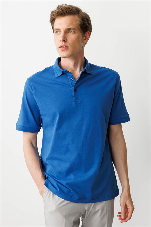 Erkek Polo Yaka T-shirt Saks