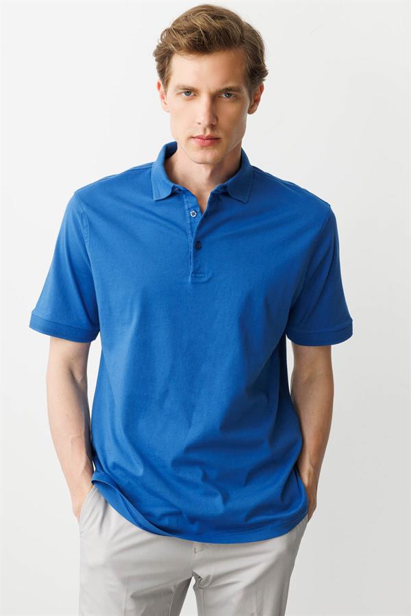 Erkek Polo Yaka T-shirt Saks