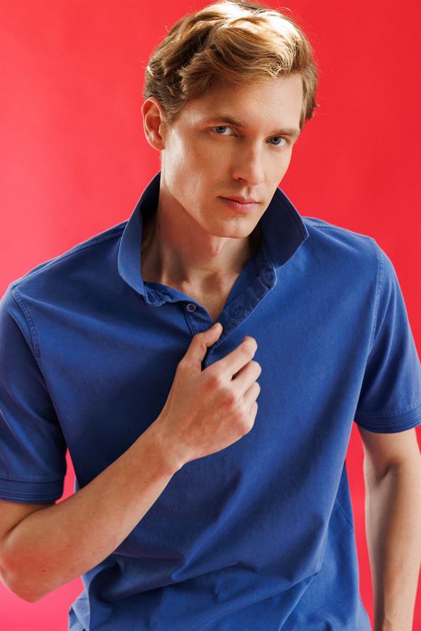 Erkek Polo Yaka T-shirt Saks