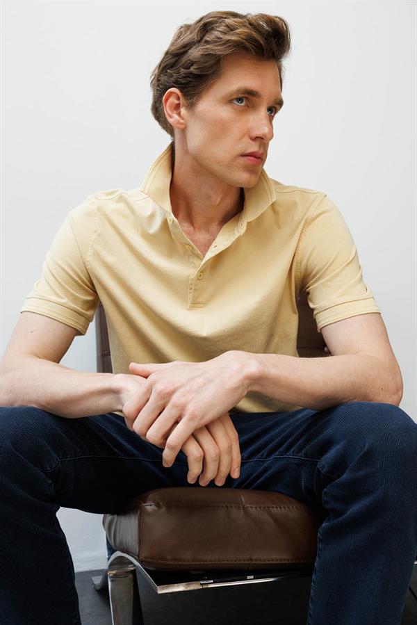 Erkek Polo Yaka T-shirt Sarı