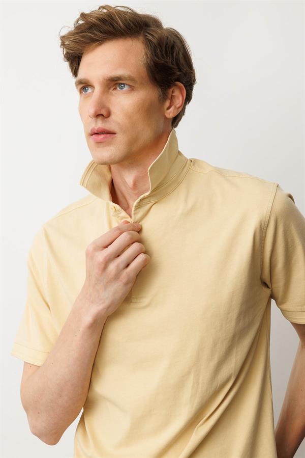 Erkek Polo Yaka T-shirt Sarı