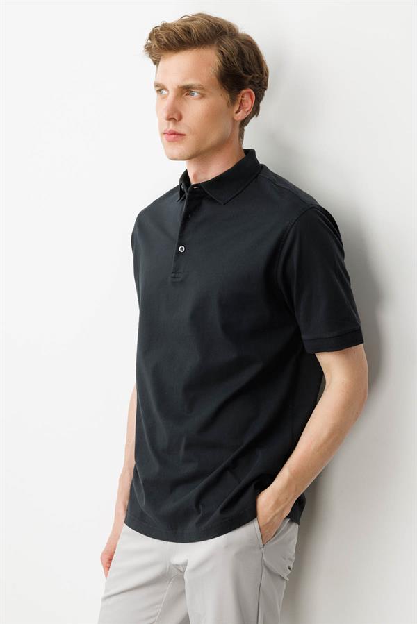 Erkek Polo Yaka T-shirt Siyah