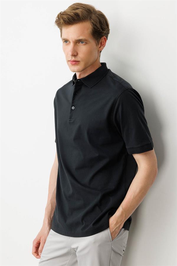 Erkek Polo Yaka T-shirt Siyah